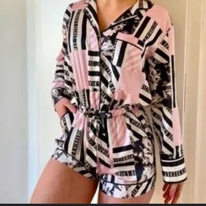 Victoria's Secret Pink and Black Patterned Top